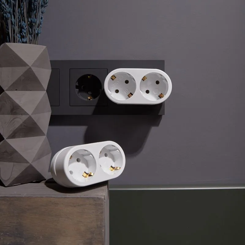 Набор двойников электрических 16А с/з вертикальные, белый (2 шт./уп.) REXANT - Фото 2