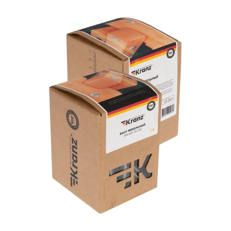 Болт мебельный KRANZ DIN 603, 10х120, короб (10 шт./уп.) - Фото 3