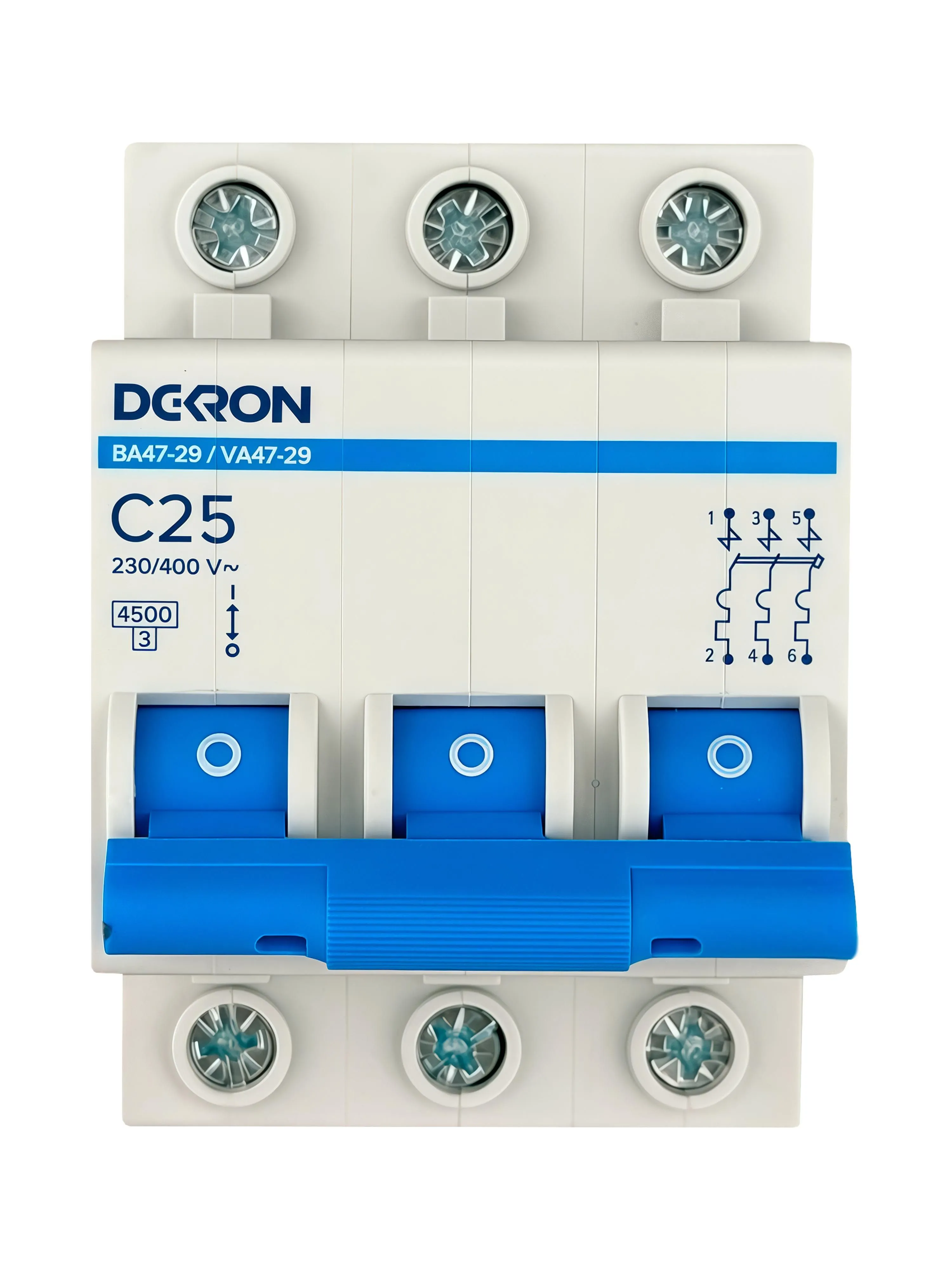 Автоматический выключатель ВА47-29 3P С25A 4,5кА mcb29-3-C25-dek