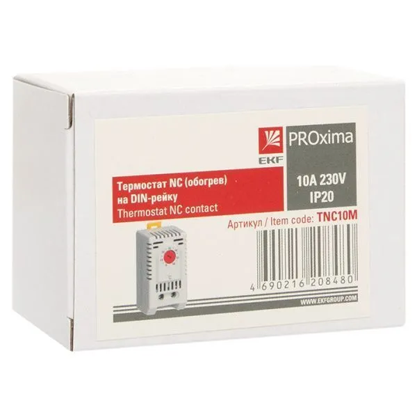 Термостат NC (обогрев) на DIN-рейку 10А 230В IP20 EKF PROxima - Фото 2