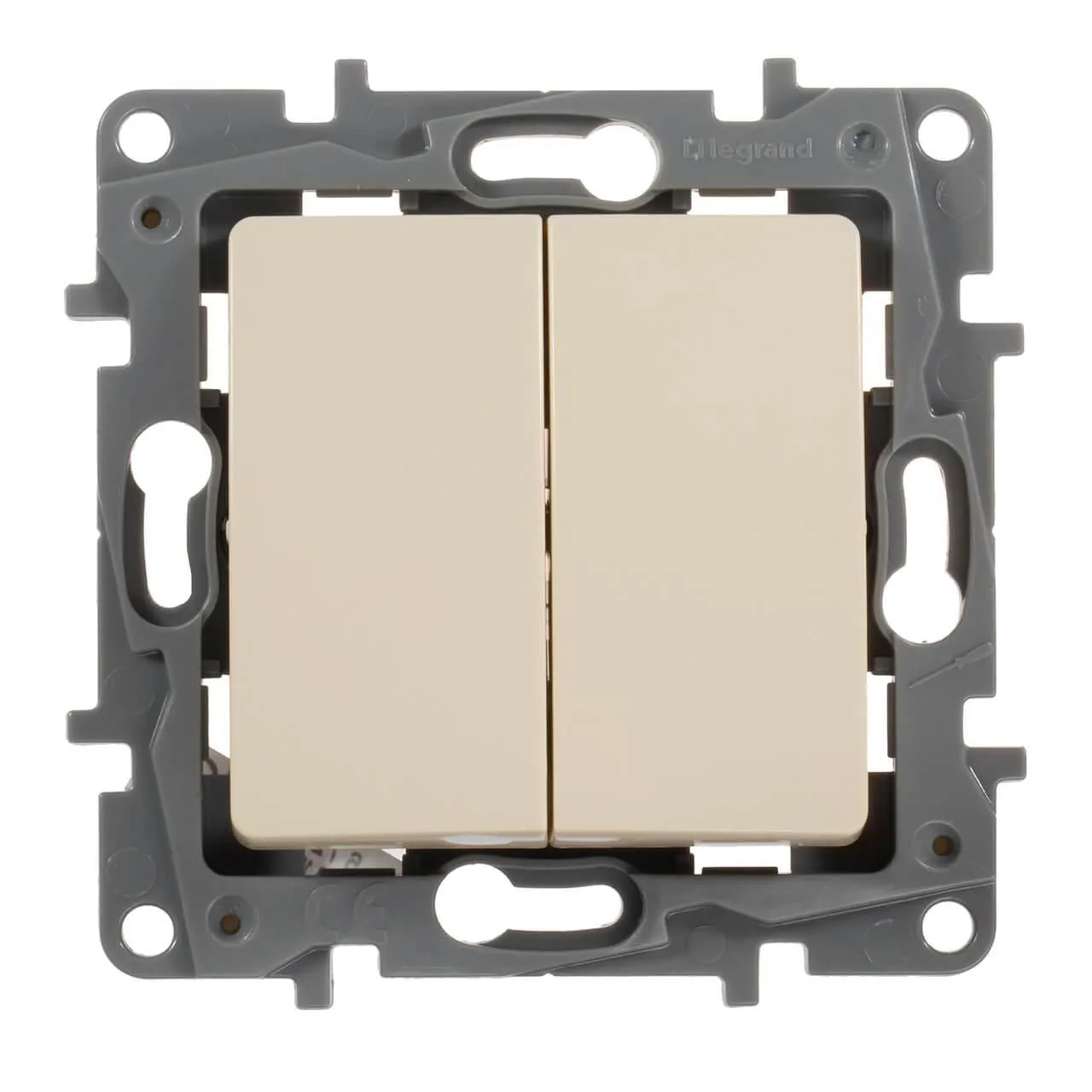 ETIKA Выключатель 2-клавишный схема 5 10АХ безвинтовые зажимы слоновая кость - Фото 3