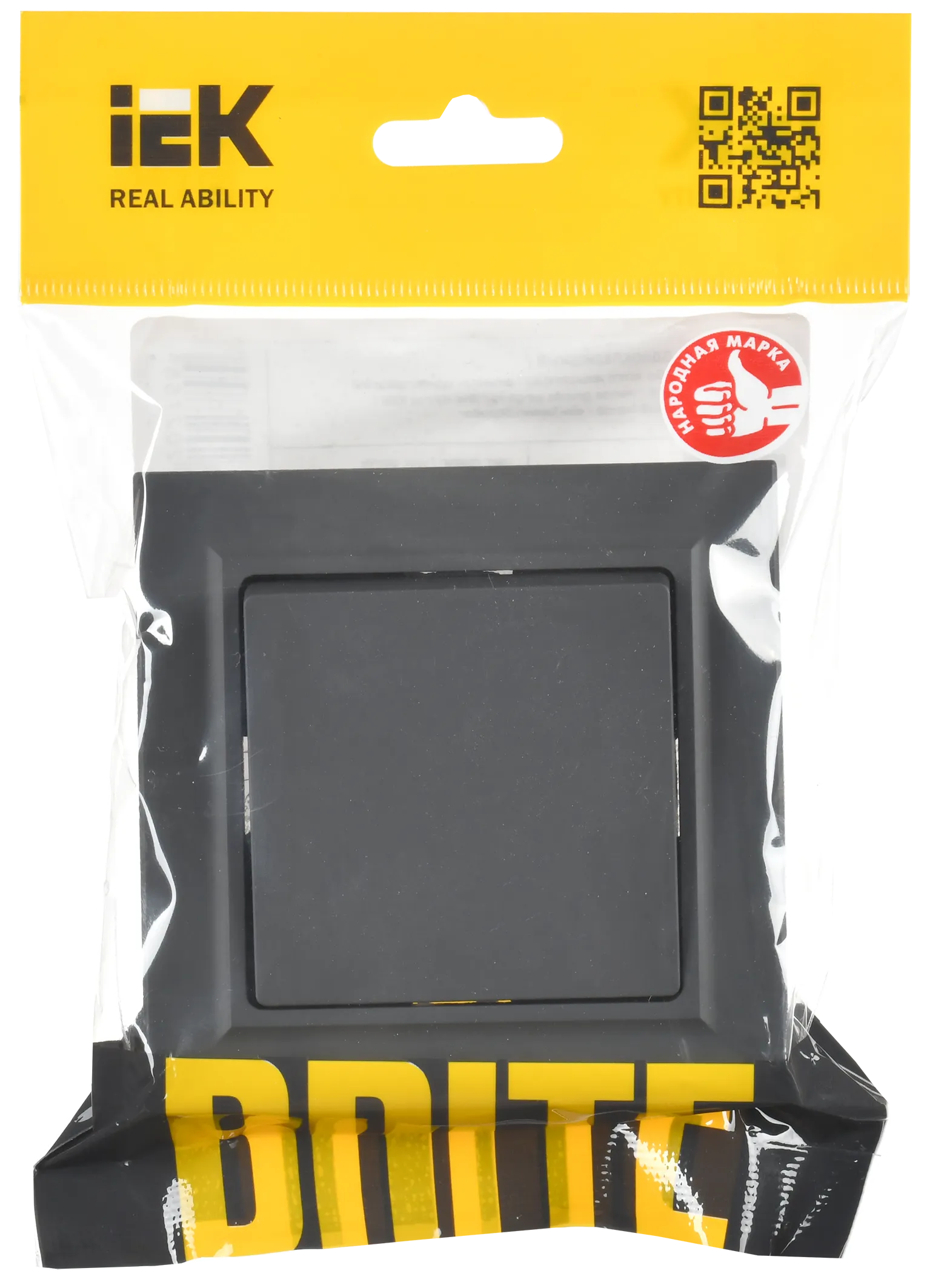 BRITE Выключатель 1-клавишный 10А в сборе ВСР10-1-0-БрГ графит IEK - Фото 2