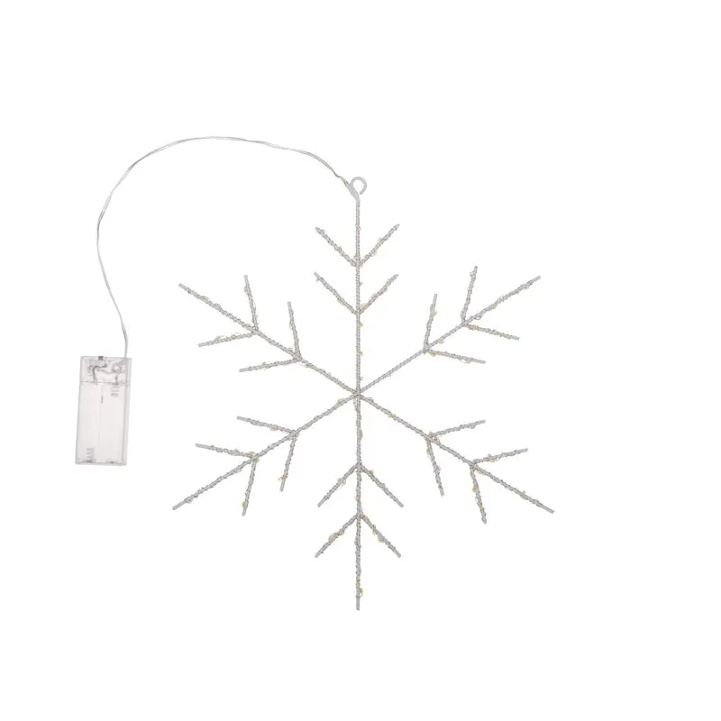 Светодиодная подвесная фигура Снежинка на металлическом каркасе, цвет теплый белый NEON-NIGHT - Фото 3