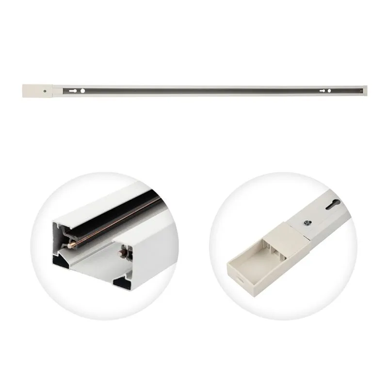 Шинопровод однофазный с кабельным вводом и заглушкой для трековых светильников 1м белый REXANT - Фото 2