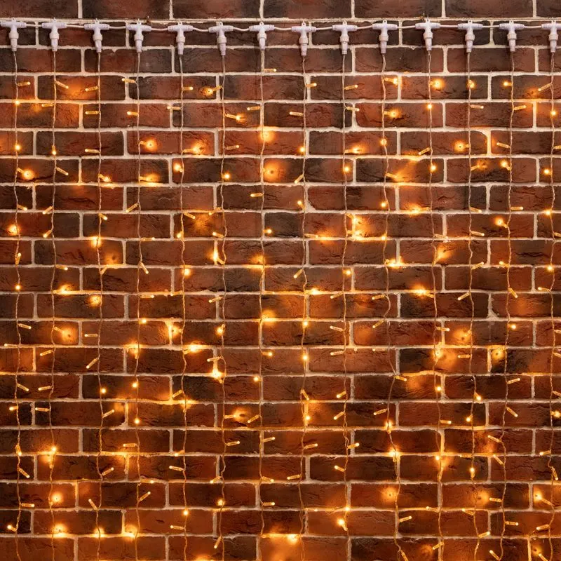 Гирлянда Светодиодный Дождь 2х3м, постоянное свечение, прозрачный провод, 230 В, диоды ЖЁЛТЫЕ - Фото 2