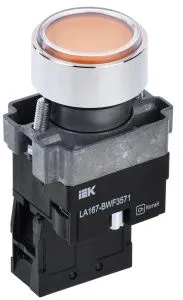 Кнопка управления LA167-BWF3571 d=22мм RC 1з с подсветкой желтая IEK BBT20-BWF3571-1-12-67-K05