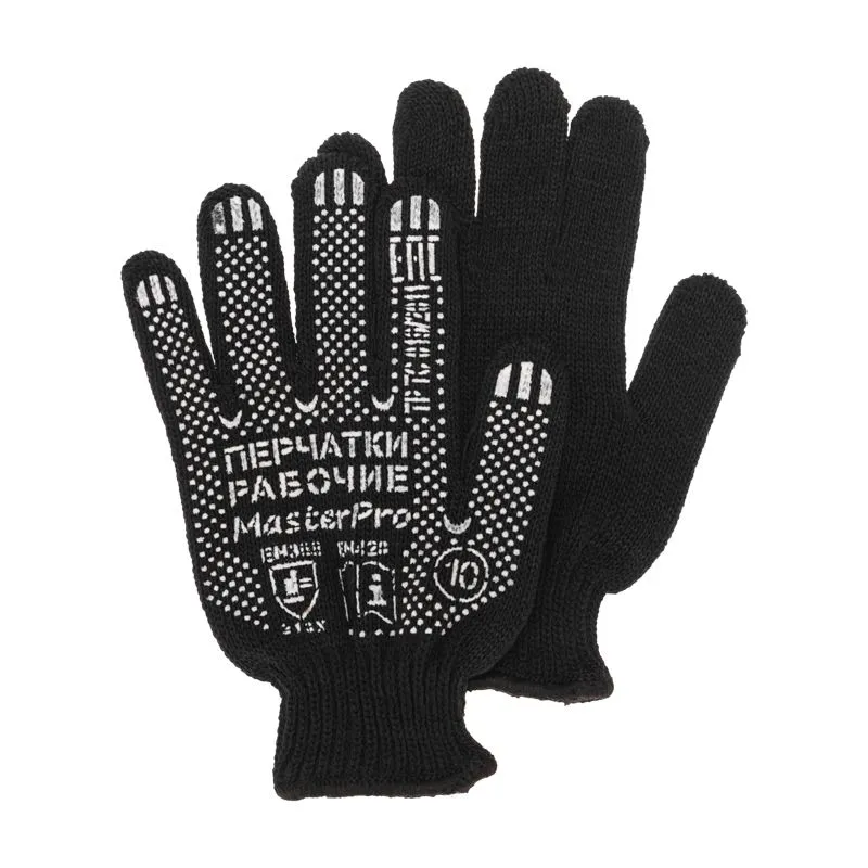 Перчатки полушерстяные с покрытием ПВХ («Зима») черные, 7 нитей, 75-77 г