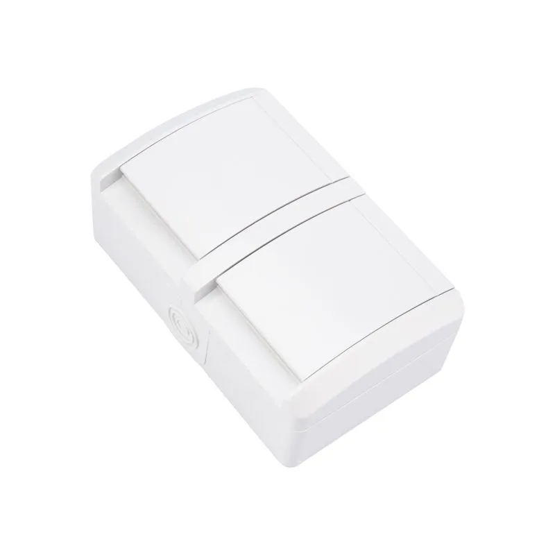 Блок горизонтальный 2 розетки INDUSTRIAL IP54 с заземлением, о/у, белый KRANZ KR-78-0805