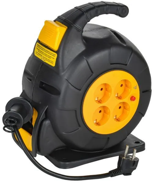 TWIST Катушка УК10 4 места с заземлением 3х1,5мм2 с автосмоткой кабеля 10м IEK TW-KP27-16-04-10