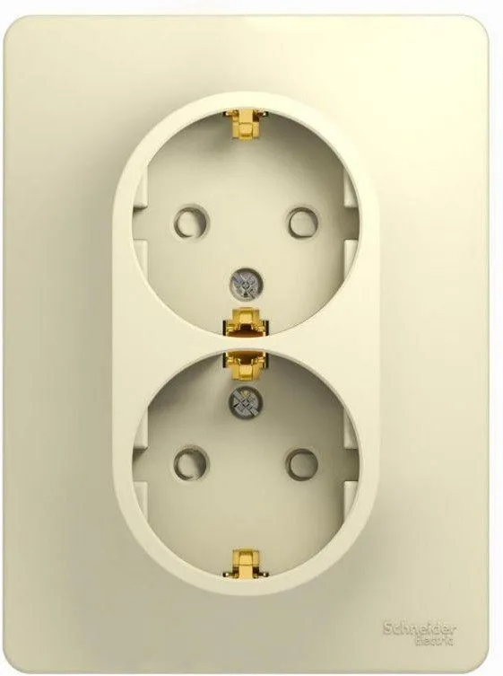 Розетка 2-м СП Glossa 16А IP20 с заземл. защ. шторки в сборе беж. SE GSL000226