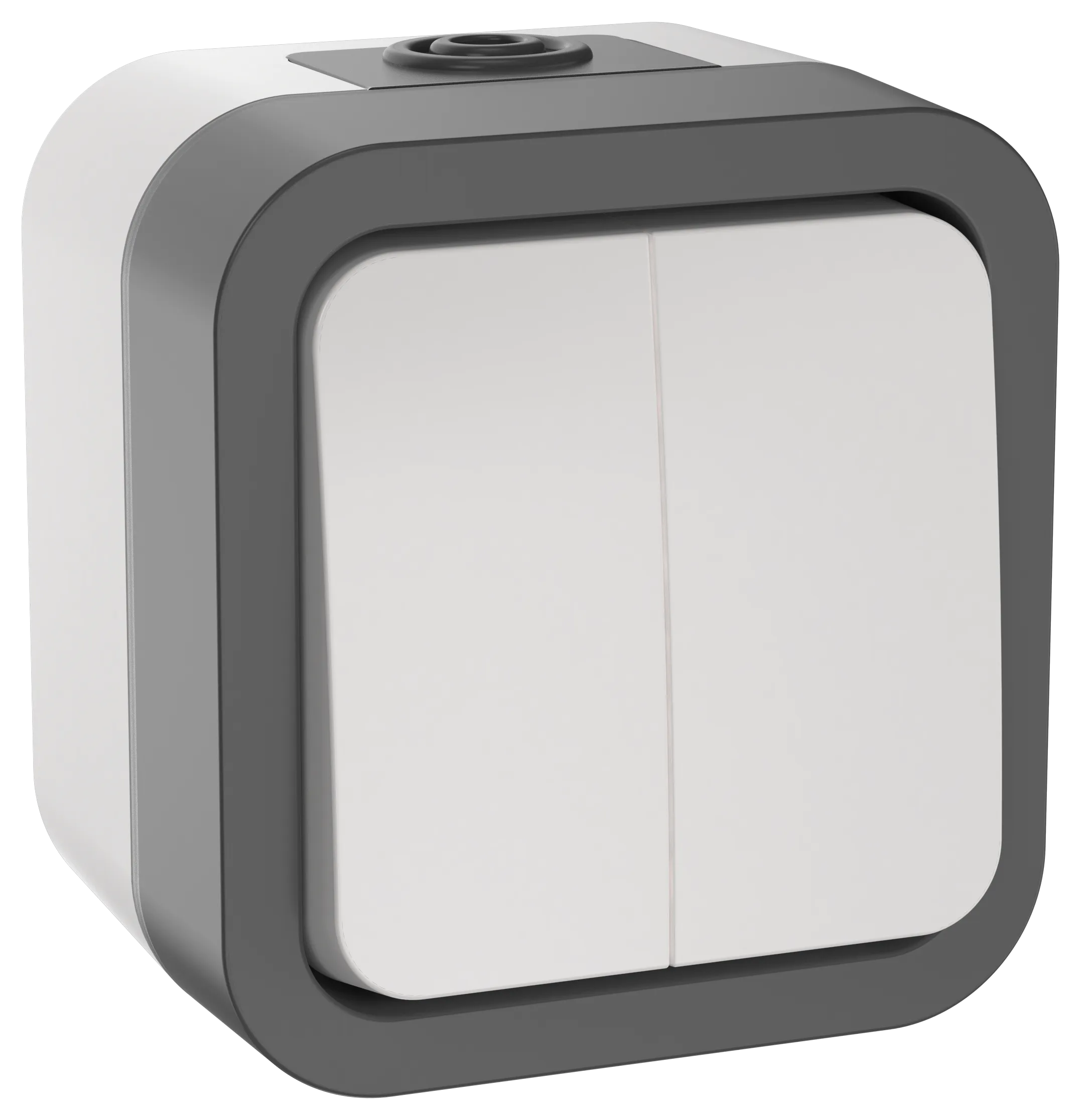 TORS Выключатель двухклавишный 10А IP55 TS205 серо-белый IEK TS-V20-0-10-55-K41