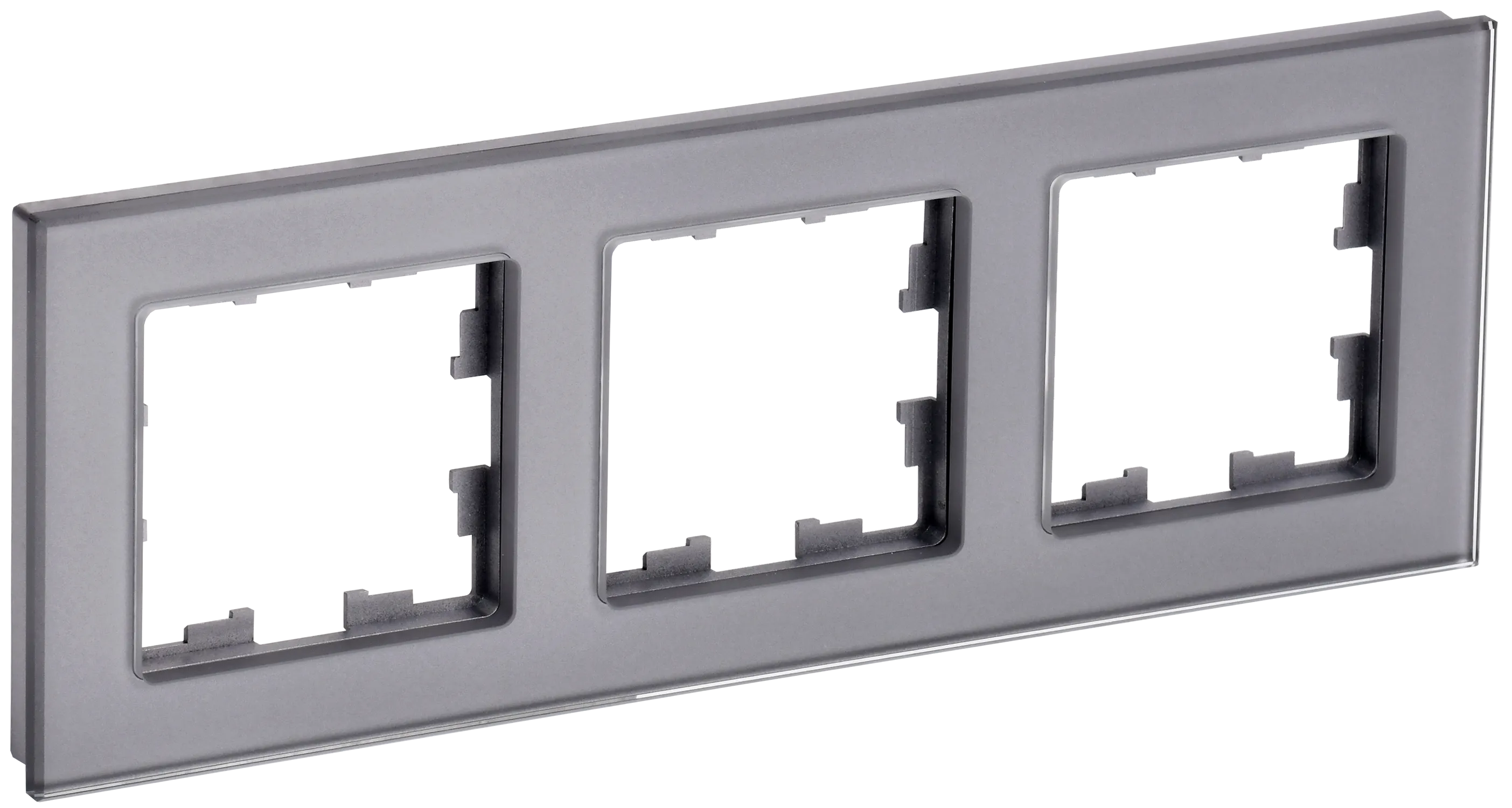 BRITE Рамка 3 -местная РУ-3-2-БрСе стекло серый IEK