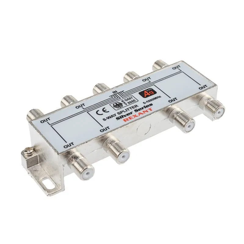 Делитель ТВх8 под F-разъем, 5-1000МГц, Silver (9 F-разъемов в комплекте) REXANT 05-6105