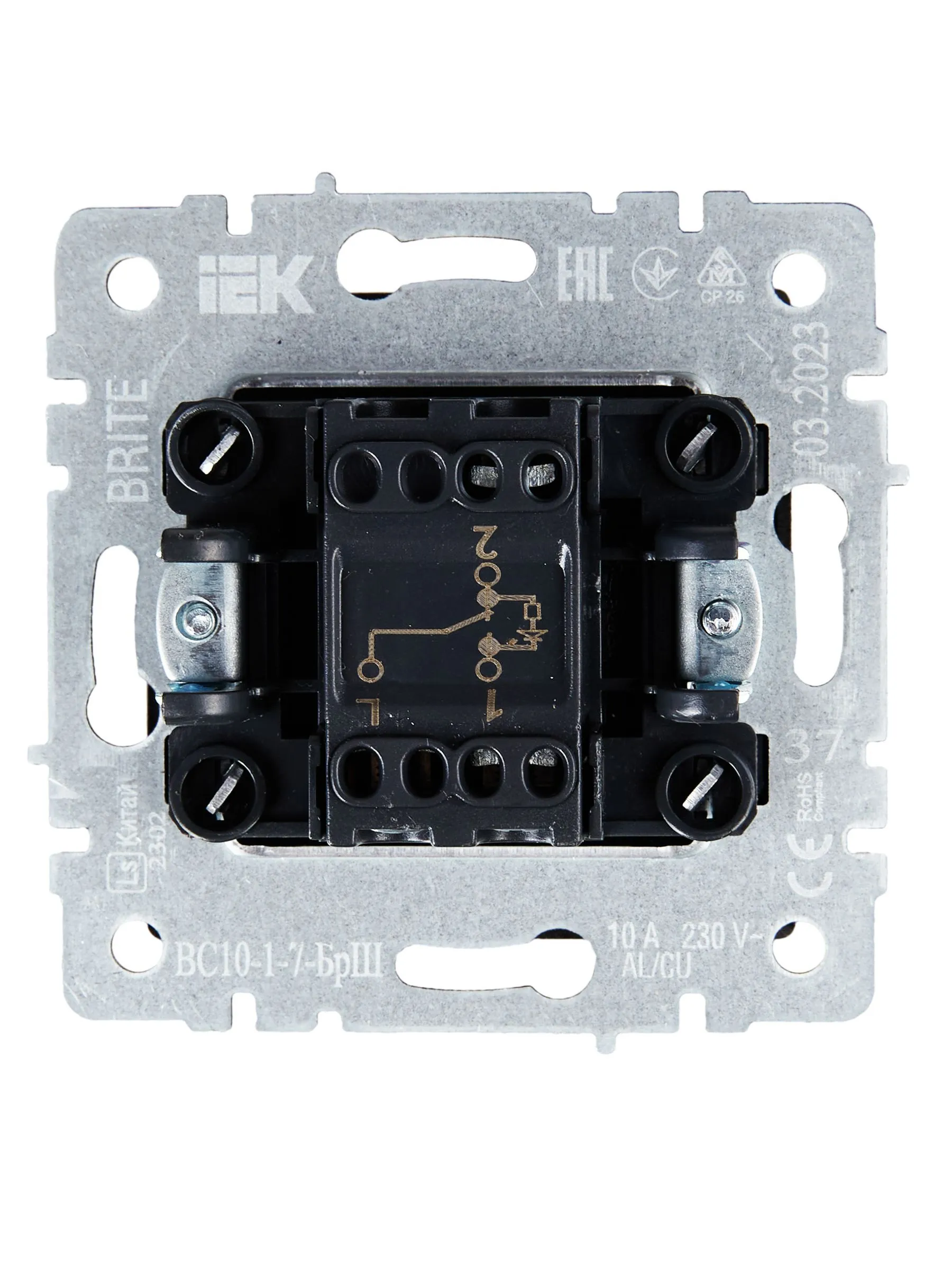 BRITE Выключатель 1-клавишный проходной с индикацией 10А ВС10-1-7-БрШ шампань IEK - Фото 2