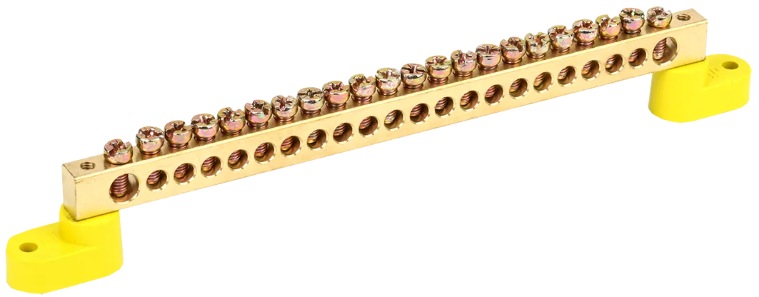 Шина PE "земля" на двух угловых изоляторах ШНИ-8х12-22-У2-Ж IEK