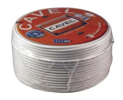 Кабель коаксиальный SAT 50 M, Cu/Al/CuSn, 64%, 75Ом, 100м, INDOOR, белый CAVEL - Фото 2