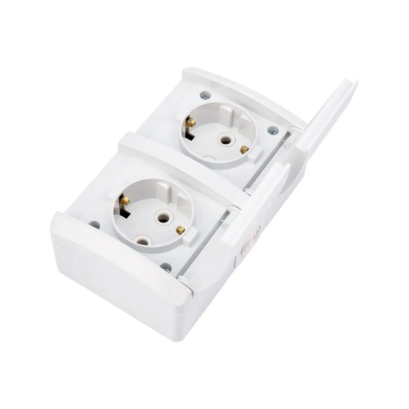 Блок горизонтальный 2 розетки INDUSTRIAL IP54 с заземлением, о/у, белый KRANZ - Фото 3