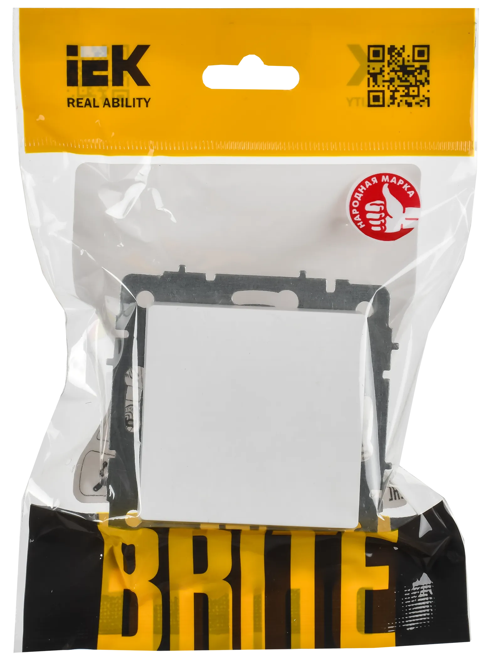 BRITE Выключатель 1-клавишный проходной 10А ВС10-1-6-БрАБ арктический белый IEK - Фото 2