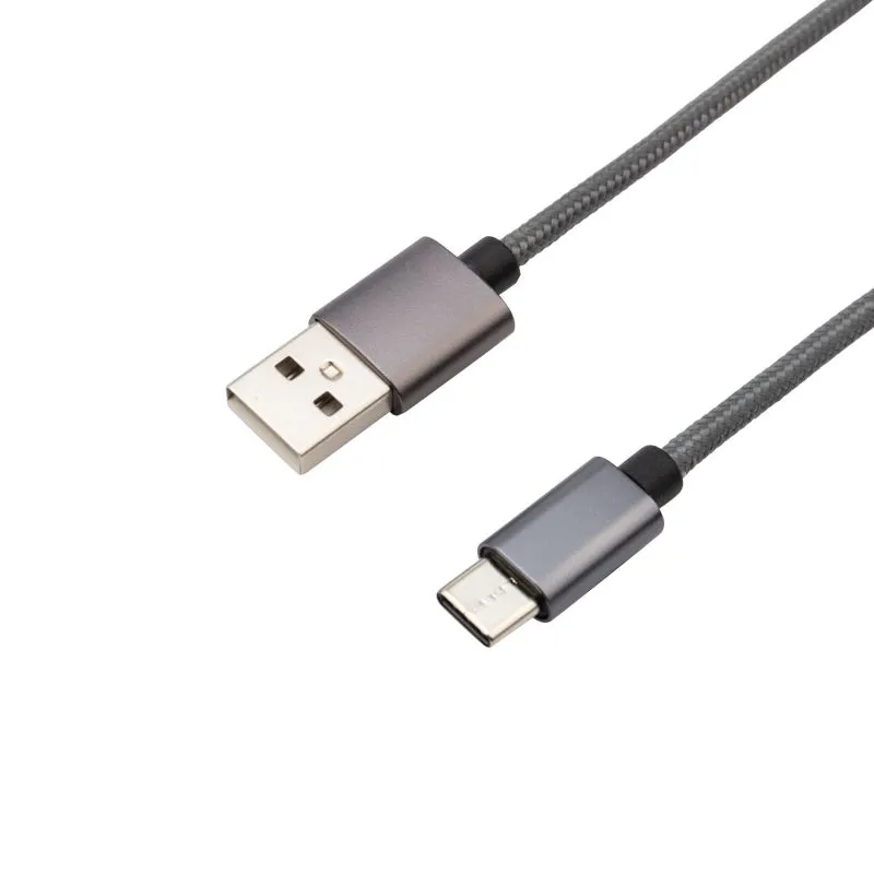 Кабель USB-A – Type-C, 3A, 1м, в темно-серой нейлоновой оплетке REXANT - Фото 3
