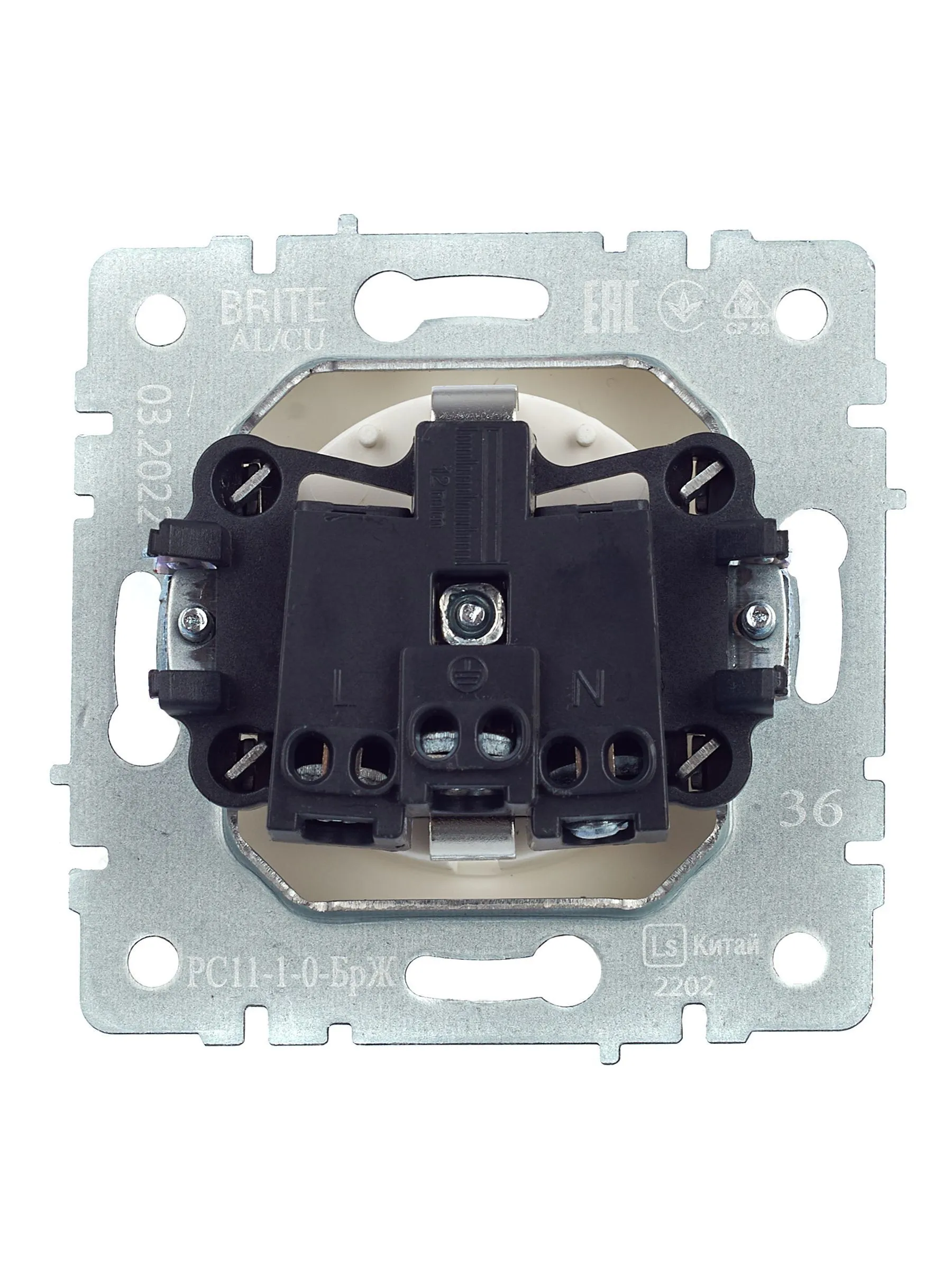 BRITE Розетка 1-местная с заземлением без защитных шторок 16А РС11-1-0-БрЖ жемчуг IEK - Фото 2