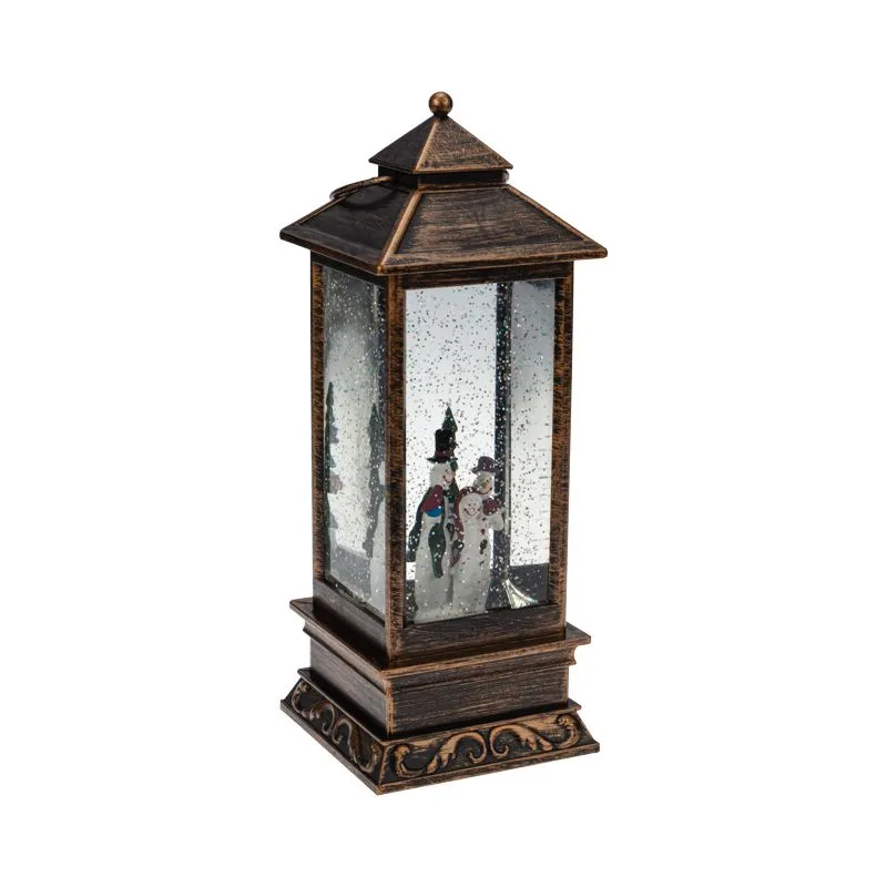 Декоративный фонарь с эффектом снегопада и подсветкой Новый год - Фото 2