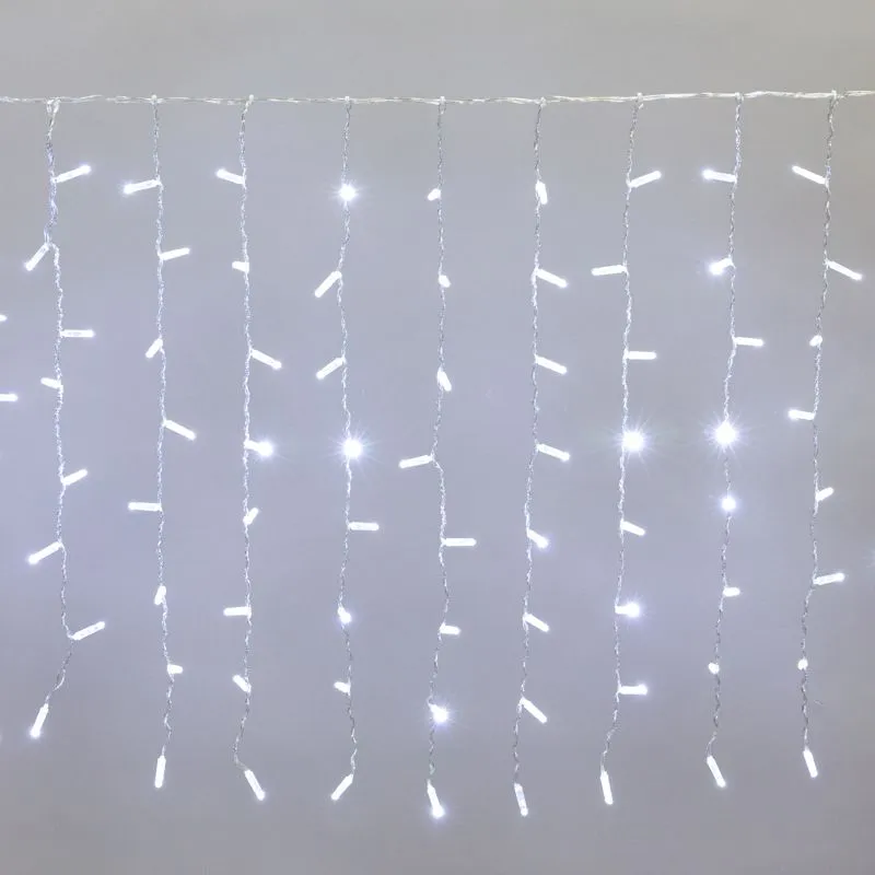 Гирлянда светодиодная Занавес 2x0,8м 160 LED БЕЛЫЙ прозрачный ПВХ IP65 постоянное свечение 230В нужен блок 303-500-1 NEON-NIGHT