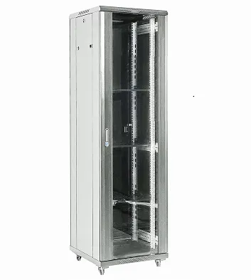 Напольный шкаф 19" 22U 600×600×1164 (ШxГxВ), дверь стекло, металлическая задняя дверь, боковые съемные стенки, RAL 7035 REXANT 04-2266-211