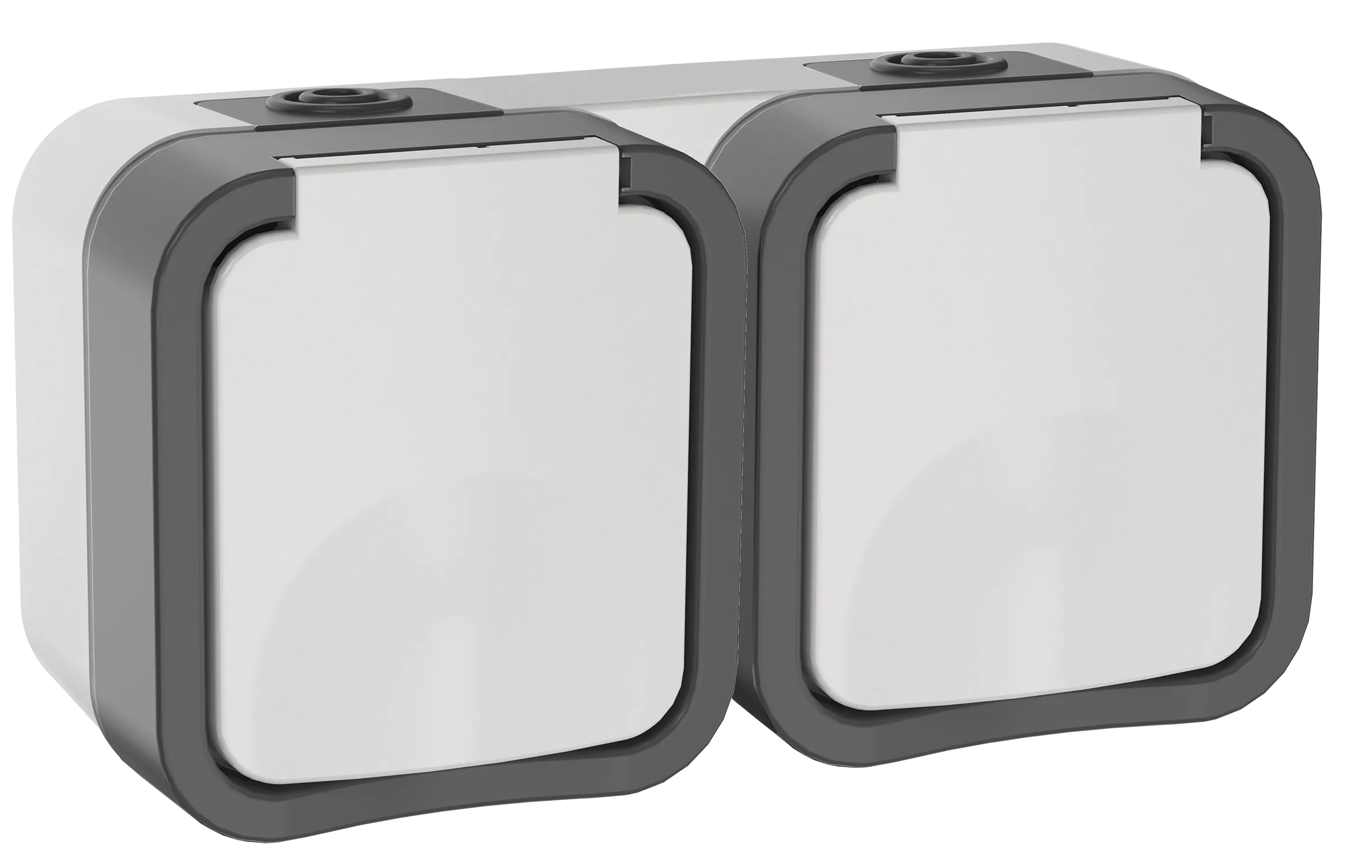 TORS Розетка 2-местная горизонтальная 16А IP55 TS222 серо-белый IEK TS-R26-16-55-G-K41