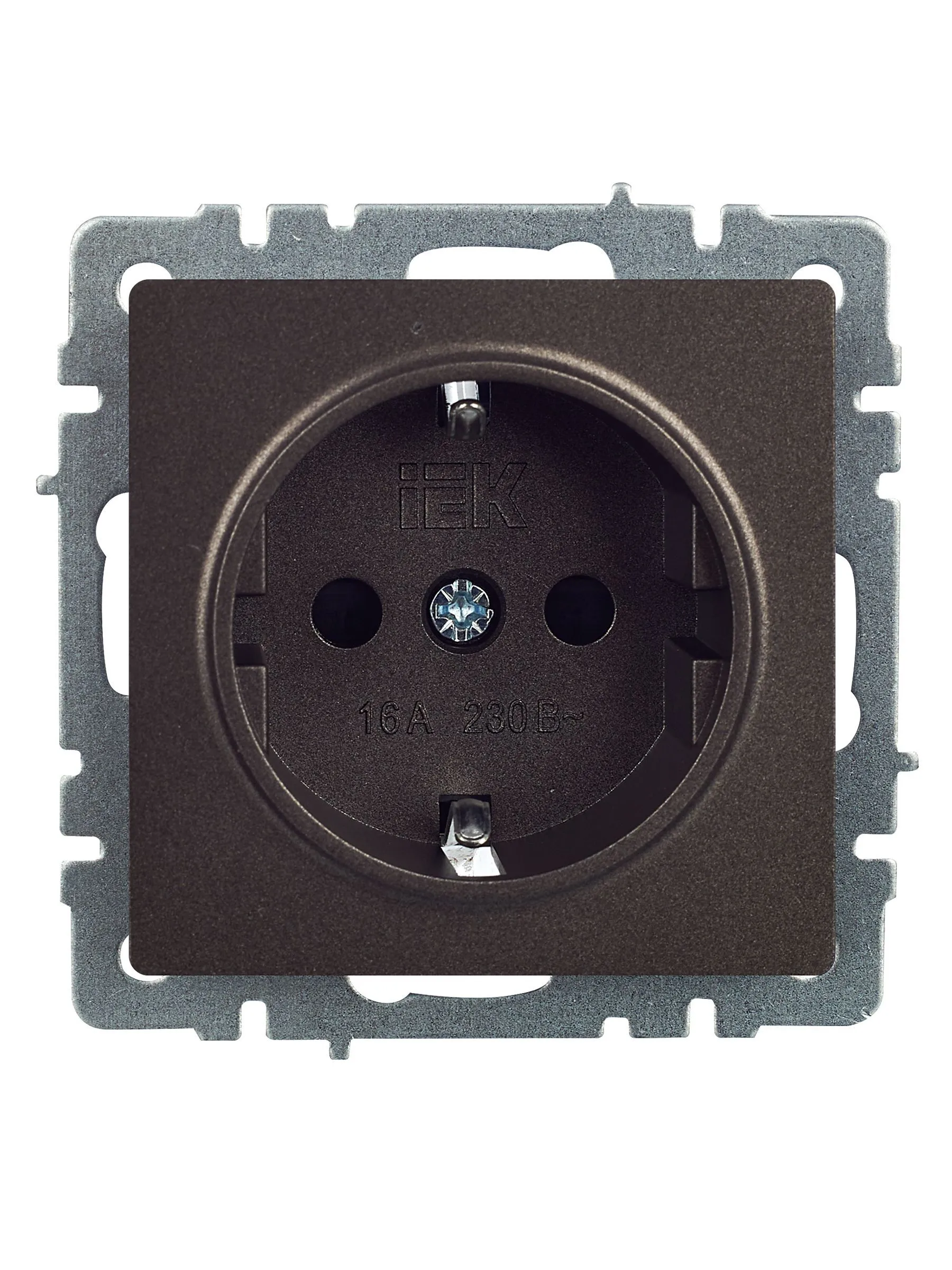 BRITE Розетка 1-местная с заземлением с защитными шторками 16А РС14-1-0-БрТБ темная бронза IEK - Фото 5