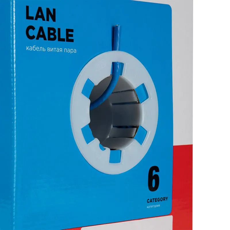 Кабель витая пара U/UTP, CAT 6, PVC, 23AWG, INDOOR, SOLID, синий, 305 м, REXANT - Фото 4