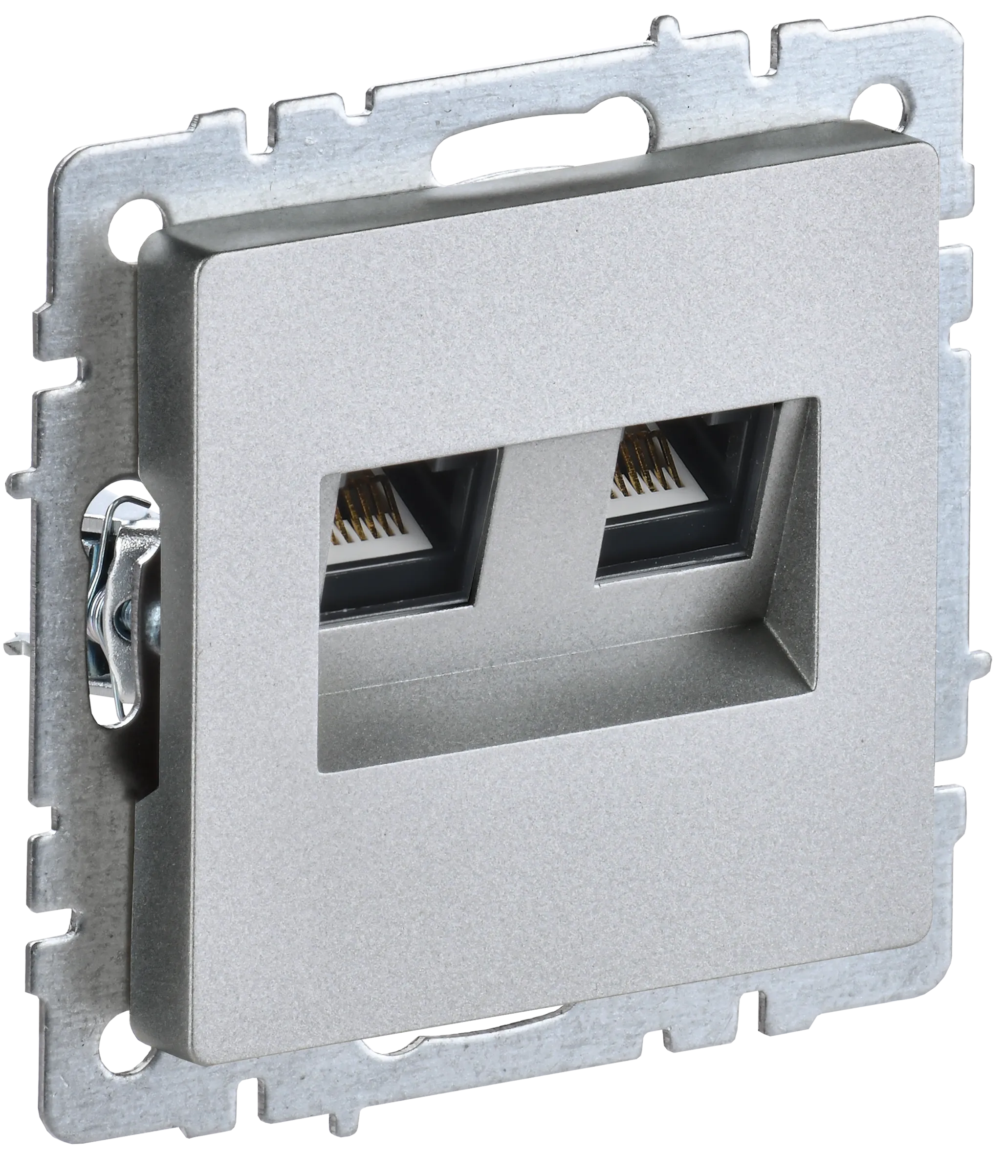 BRITE Розетка компьютерная двойная RJ45 кат.5E РК10-2-БрА алюминий IEK