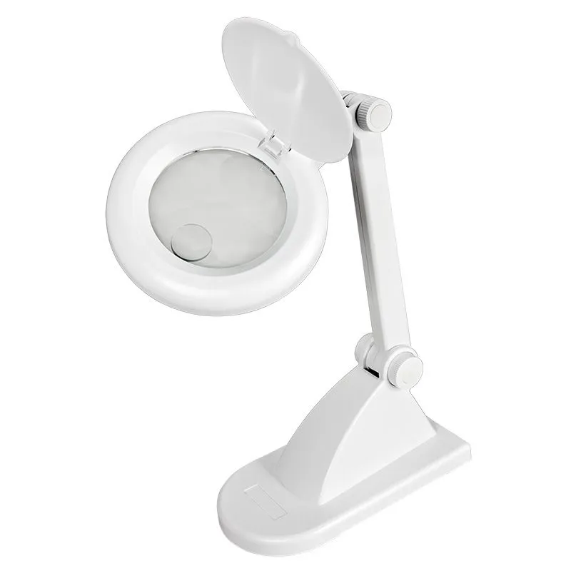 Лупа настольная 3D+12D с подсветкой, ø90мм, белая REXANT