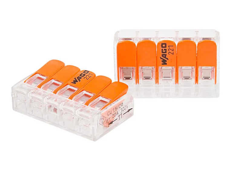 221-415 Универсальная компактная клемма 5-контактная до 4,0 мм² (25 шт./уп.)  WAGO