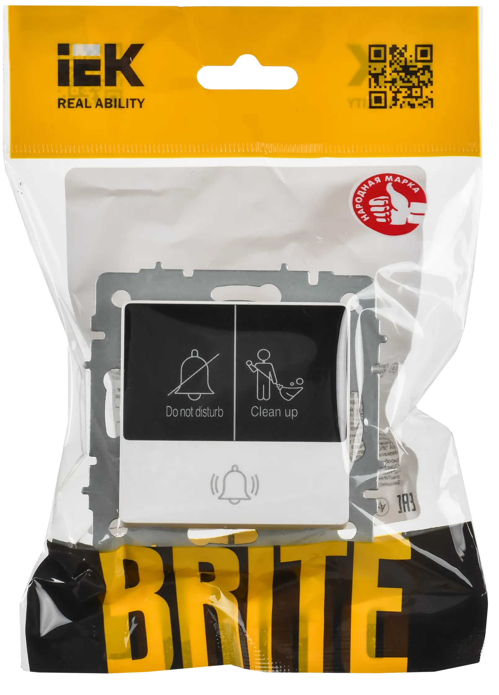 BRITE Кнопка звонка с индикацией для отелей 10А ВС10-1-9-БрАБ арктический белый IEK - Фото 2