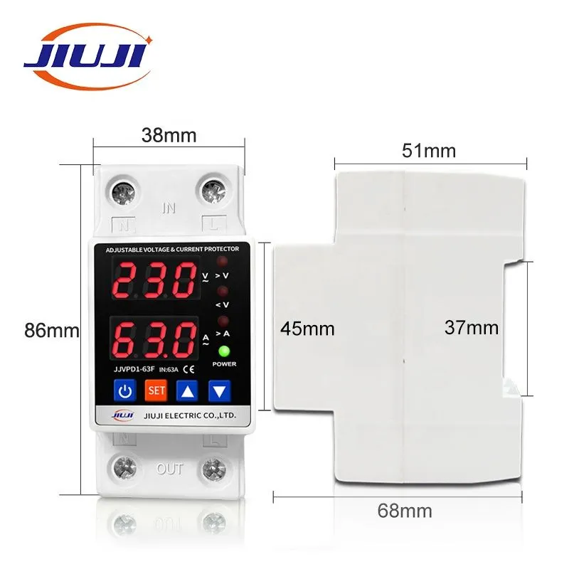 Однофазное реле напряжения и тока с дисплеем 63A - Фото 5