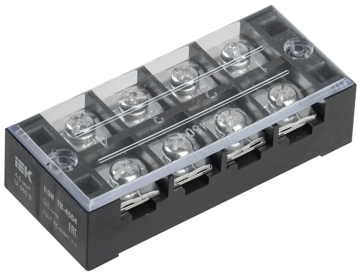 Блок зажимов наборный БЗН ТВ-1004 10мм2 100А 4 пары IEK