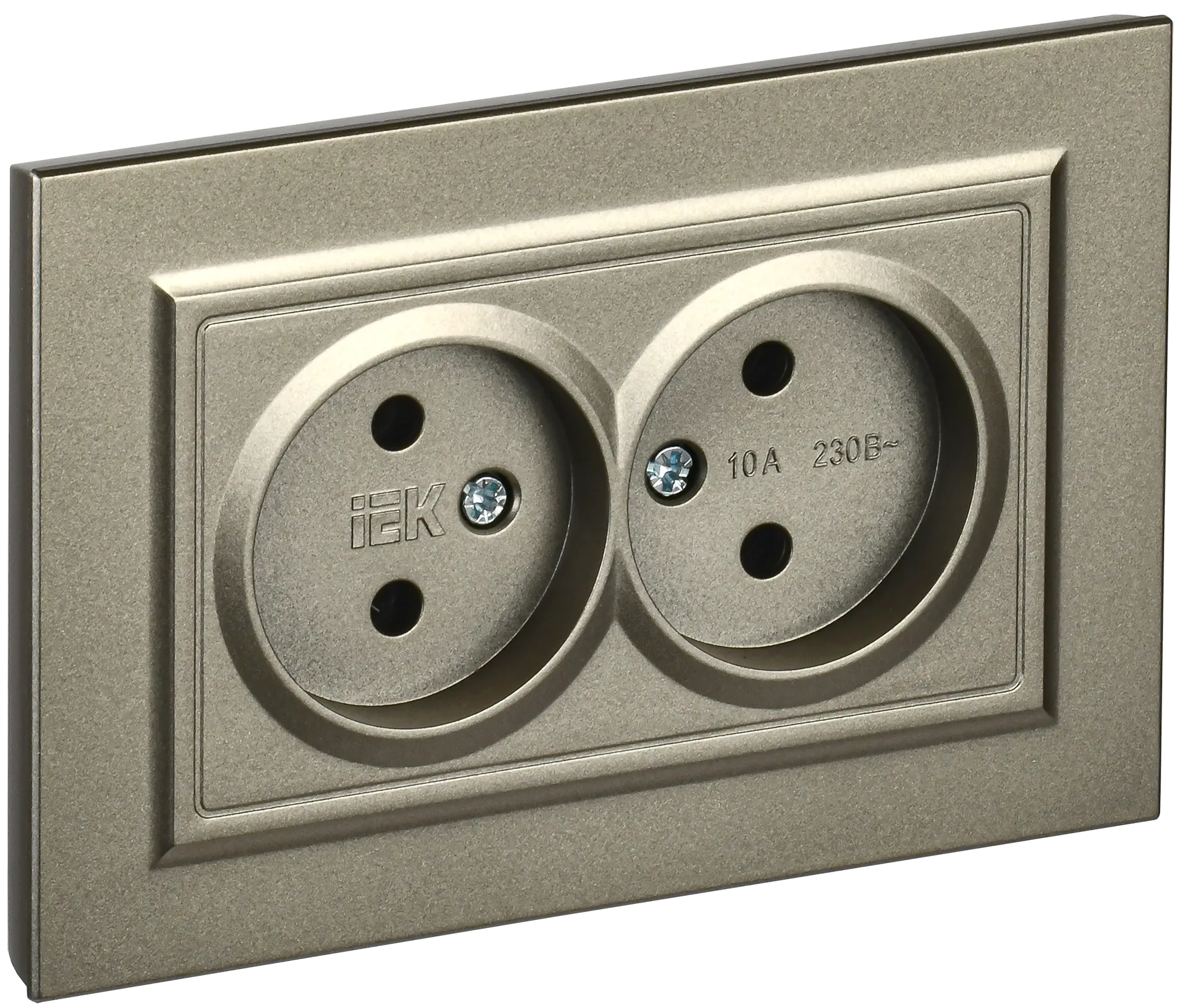 BRITE Розетка 2-местная без заземления без защитных шторок 10А в сборе РС12-2-БрШ шампань IEK