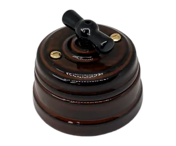 Выключатель ретро фарфоровый поворотный на два положен, для включения из 2-х мест (1-клавишный про