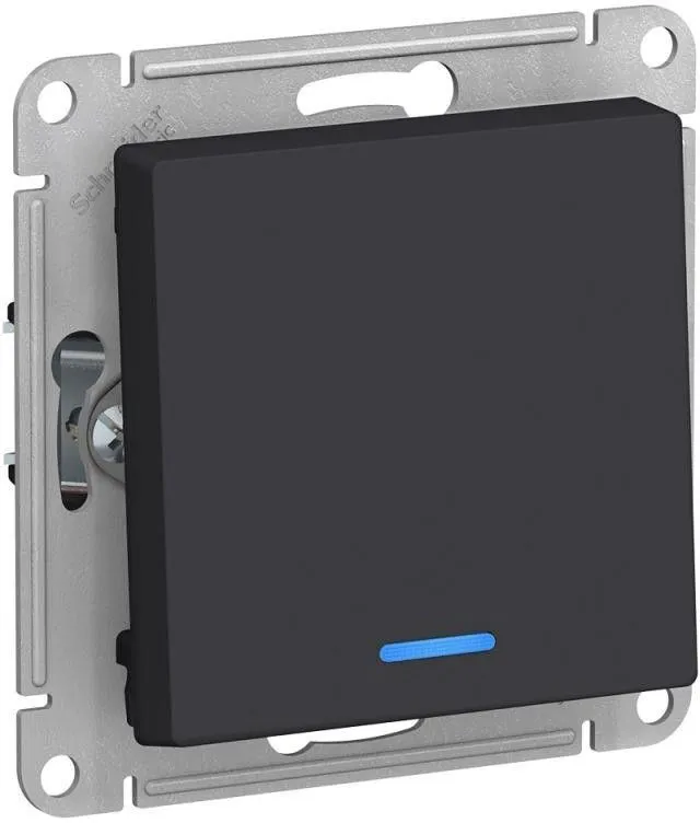 Выключатель 1-кл. СП AtlasDesign 10А IP20 (сх. 1а) 10AX с подсветкой механизм карбон SE ATN001013