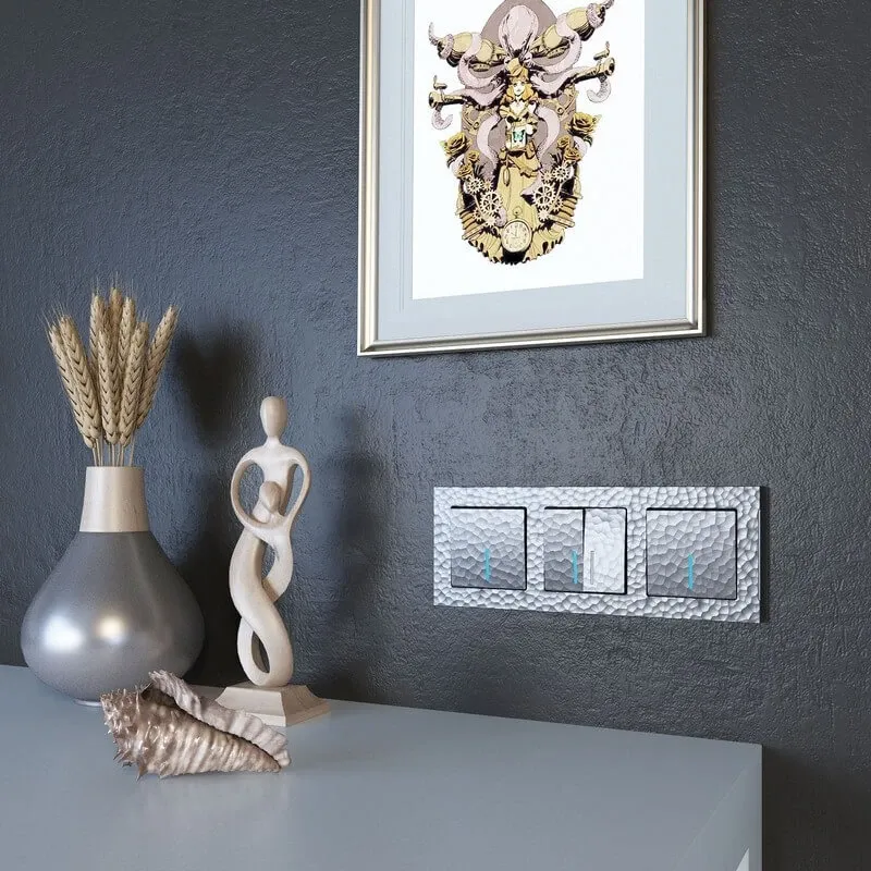 Выключатель одноклавишный с подсветкой (hammer серебряный) Werkel - Фото 3