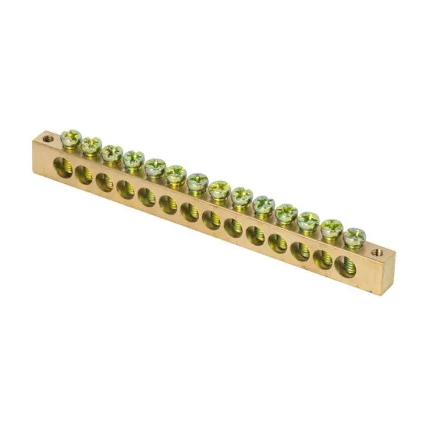 Шина PEN "ноль-земля" (8x12мм) 14 отв. латунь крепеж по краям розн. стикер EKF