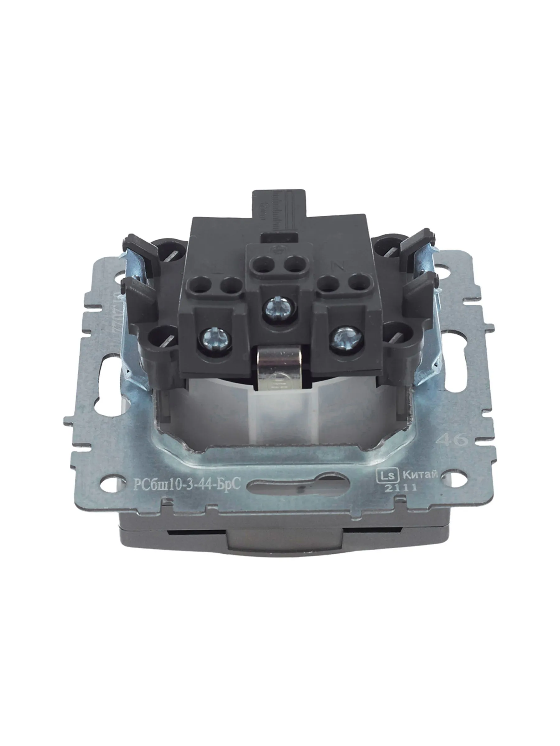 BRITE Розетка 1-местная с заземлением с защитными шторками и крышкой 16А IP44 РСбш10-3-44-БрС сталь IEK - Фото 4