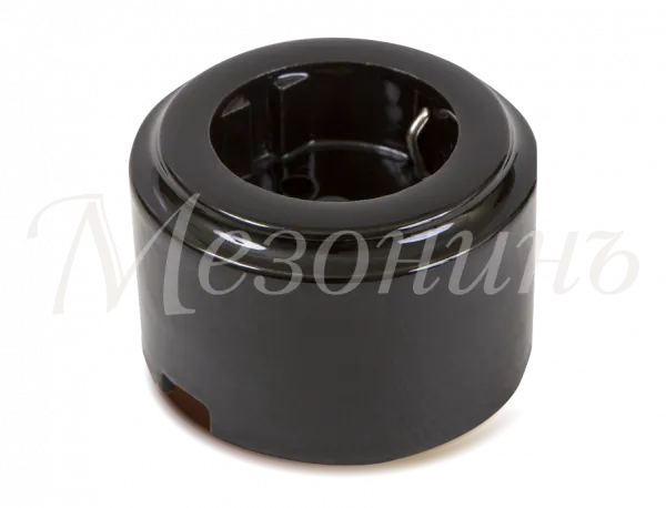 Розетка ретро фарфоровая, двухполюсная, с заземляющим контактом, коллекция "CILINDRO" , цвет - черны