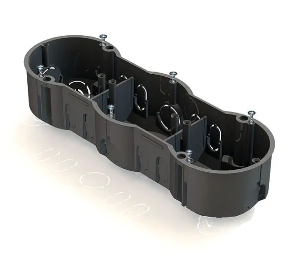 Коробка установочная 3-местная 212х70х45мм КИРПИЧ (с саморезами)