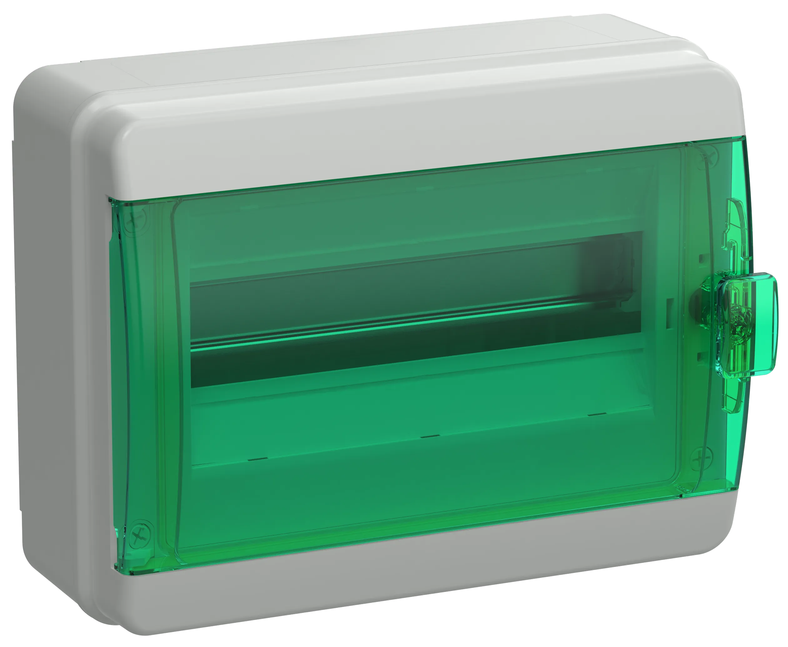 TEKFOR Корпус пластиковый КМПн-12 IP65 зеленая прозрачная дверь IEK TF5-KP72-N-12-65-K03-K06