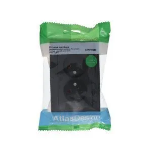Розетка 2-м СП AtlasDesign 16А IP20 без заземл. в сборе карбон SE ATN001020 1240530