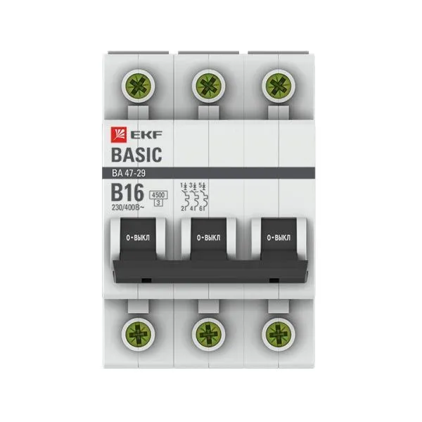 Авт. выкл. 3P 16А (B) 4,5кА ВА 47-29 - Фото 2