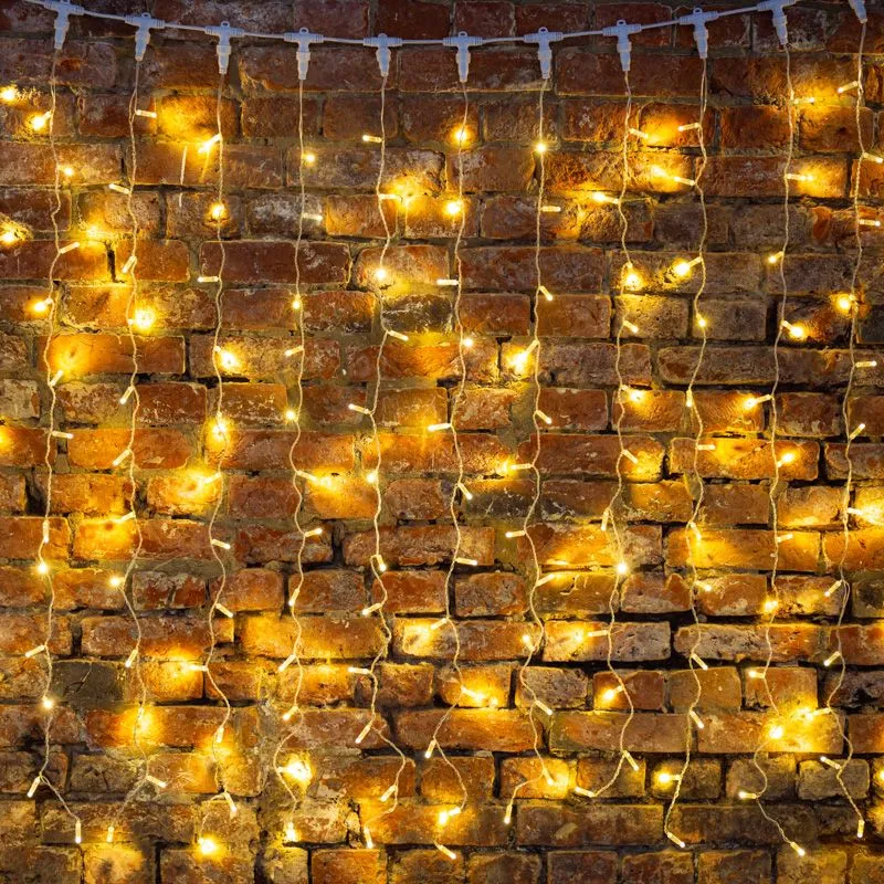 Гирлянда светодиодная Занавес 2х3м 600 LED ТЕПЛЫЙ БЕЛЫЙ прозрачный ПВХ IP65 эффект мерцания 230В нужен блок 303-500-1 - Фото 2