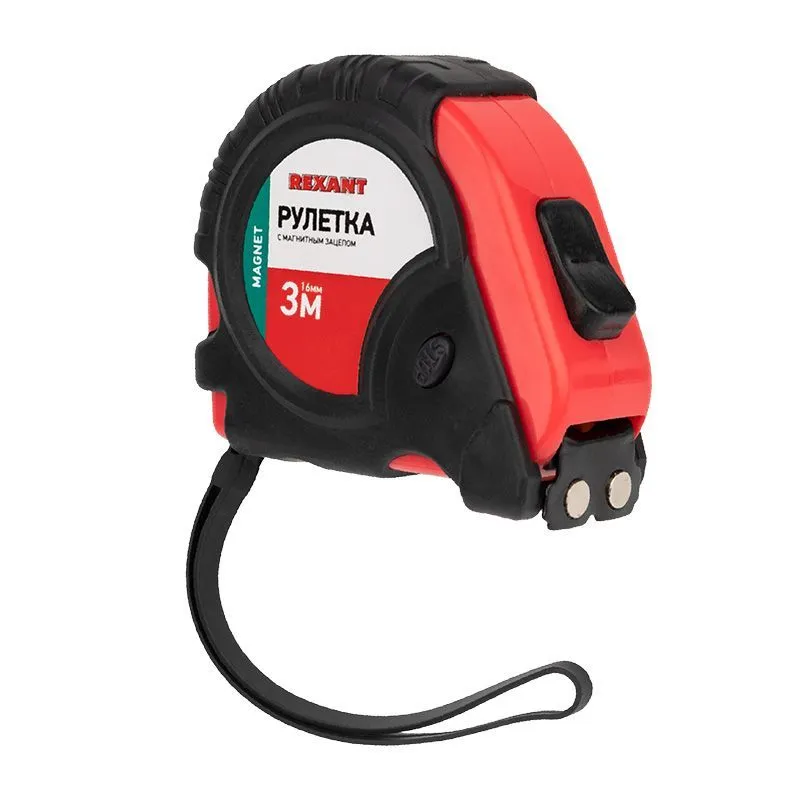 Рулетка измерительная Профи прорезиненный корпус, магнитная, 3м х 16мм REXANT 12-9012