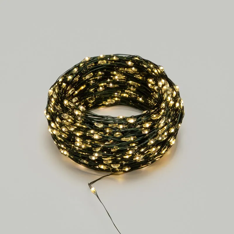 Гирлянда светодиодная Роса с контроллером 100м, 1000LED, ТЕПЛЫЙ БЕЛЫЙ, IP20, 230В, зеленый провод NEON-NIGHT - Фото 2